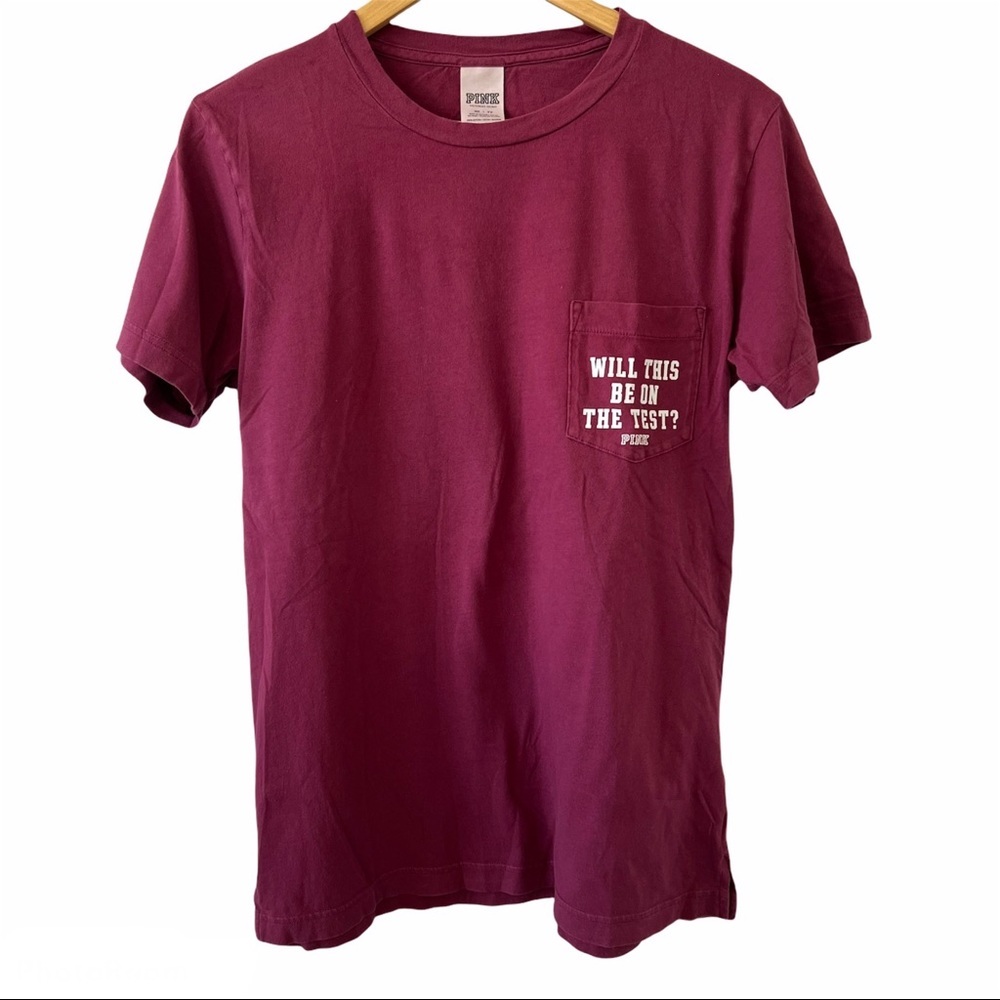 Victoria Secret Pink Graphic Tee “Will this be on the test?”- Sz XS